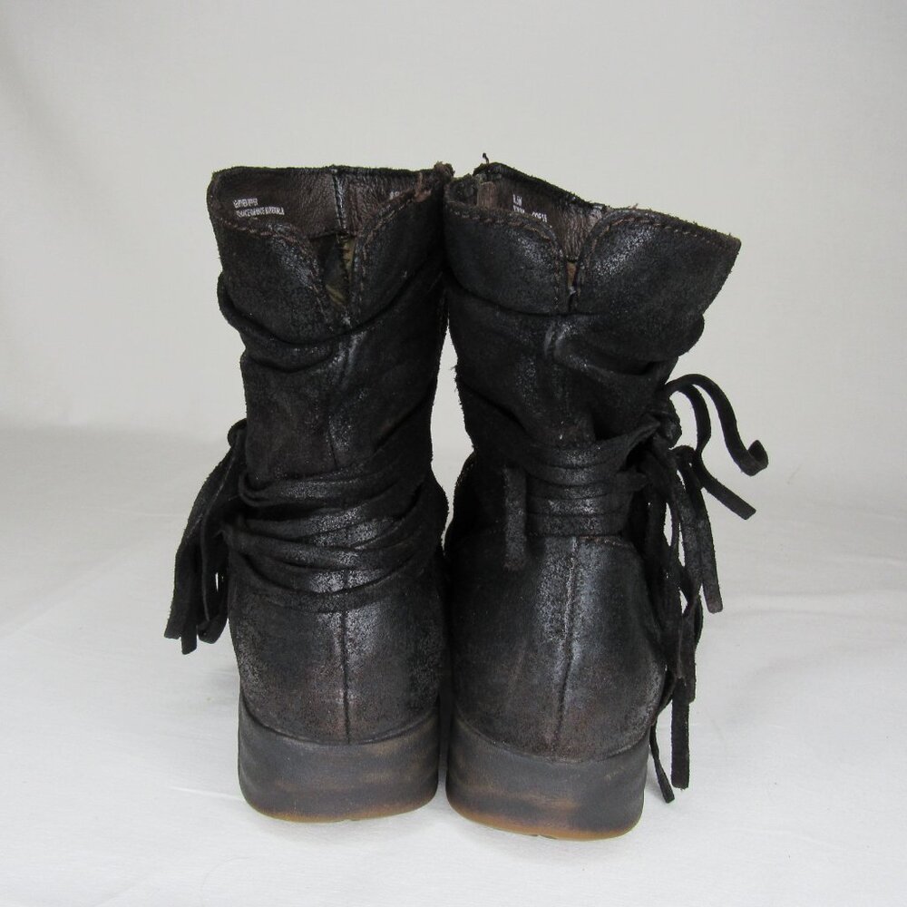 Born Black Oiled Leather Slouch Ankle Boots Women's 9.5 - Picture 4 of 10